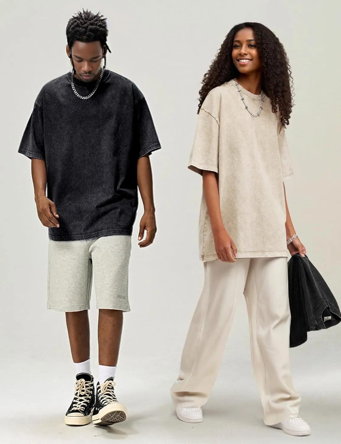 Wyeysyt 3 Pack Men's Oversized T Shirts Vintage Baggy Tee Cotton Loose Short Sleeves Casual Acid Wash Shirts Unisex Tops