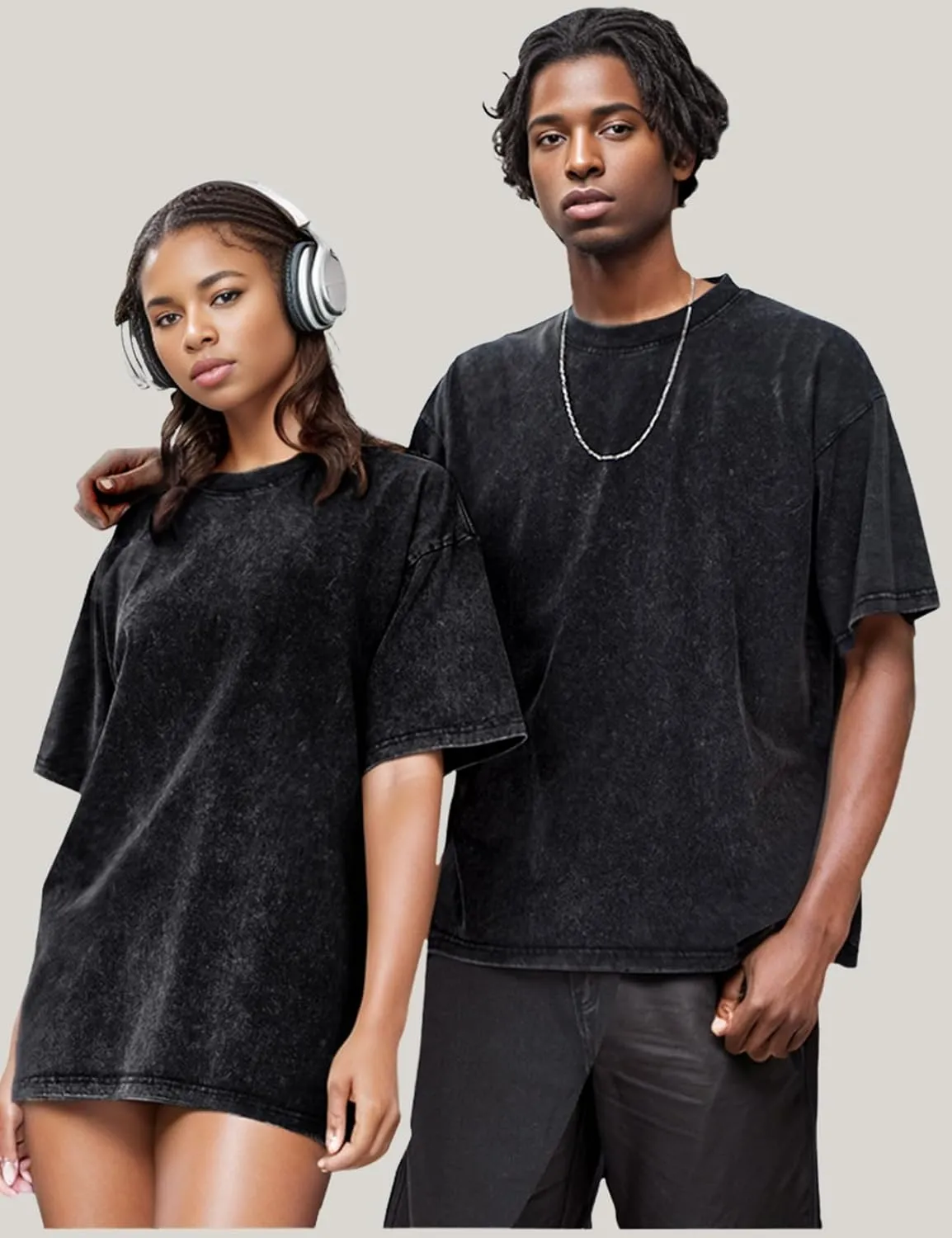 Wyeysyt 3 Pack Men's Oversized T Shirts Vintage Baggy Tee Cotton Loose Short Sleeves Casual Acid Wash Shirts Unisex Tops