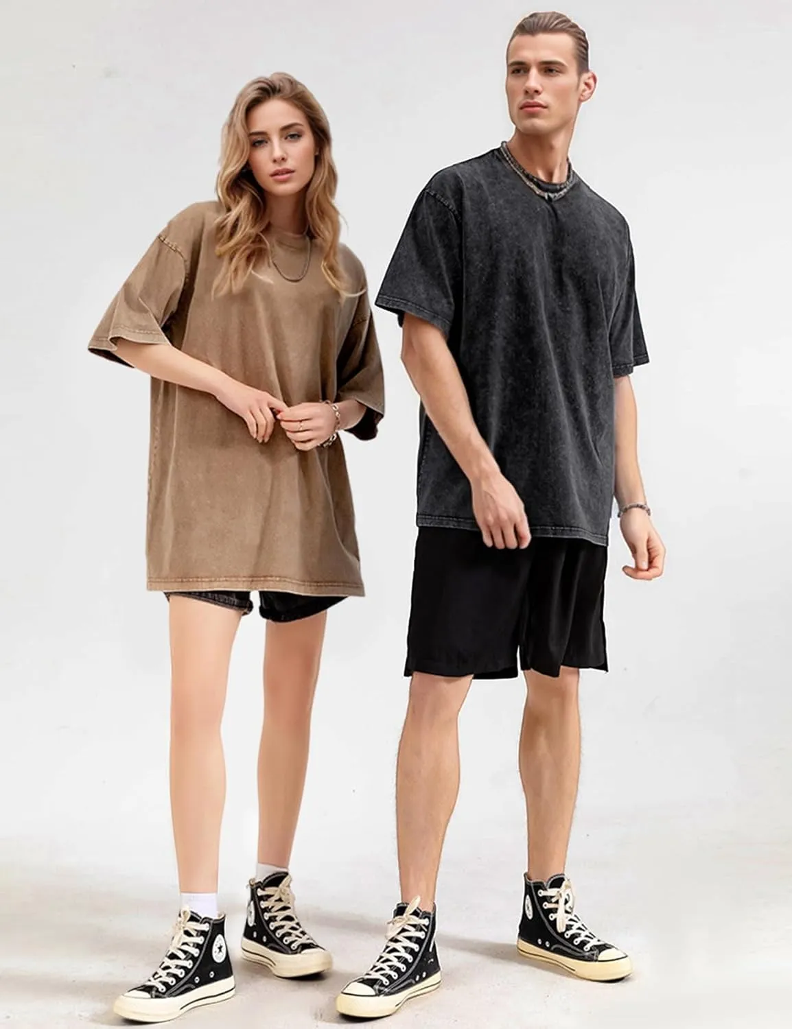 Wyeysyt 3 Pack Men's Oversized T Shirts Vintage Baggy Tee Cotton Loose Short Sleeves Casual Acid Wash Shirts Unisex Tops