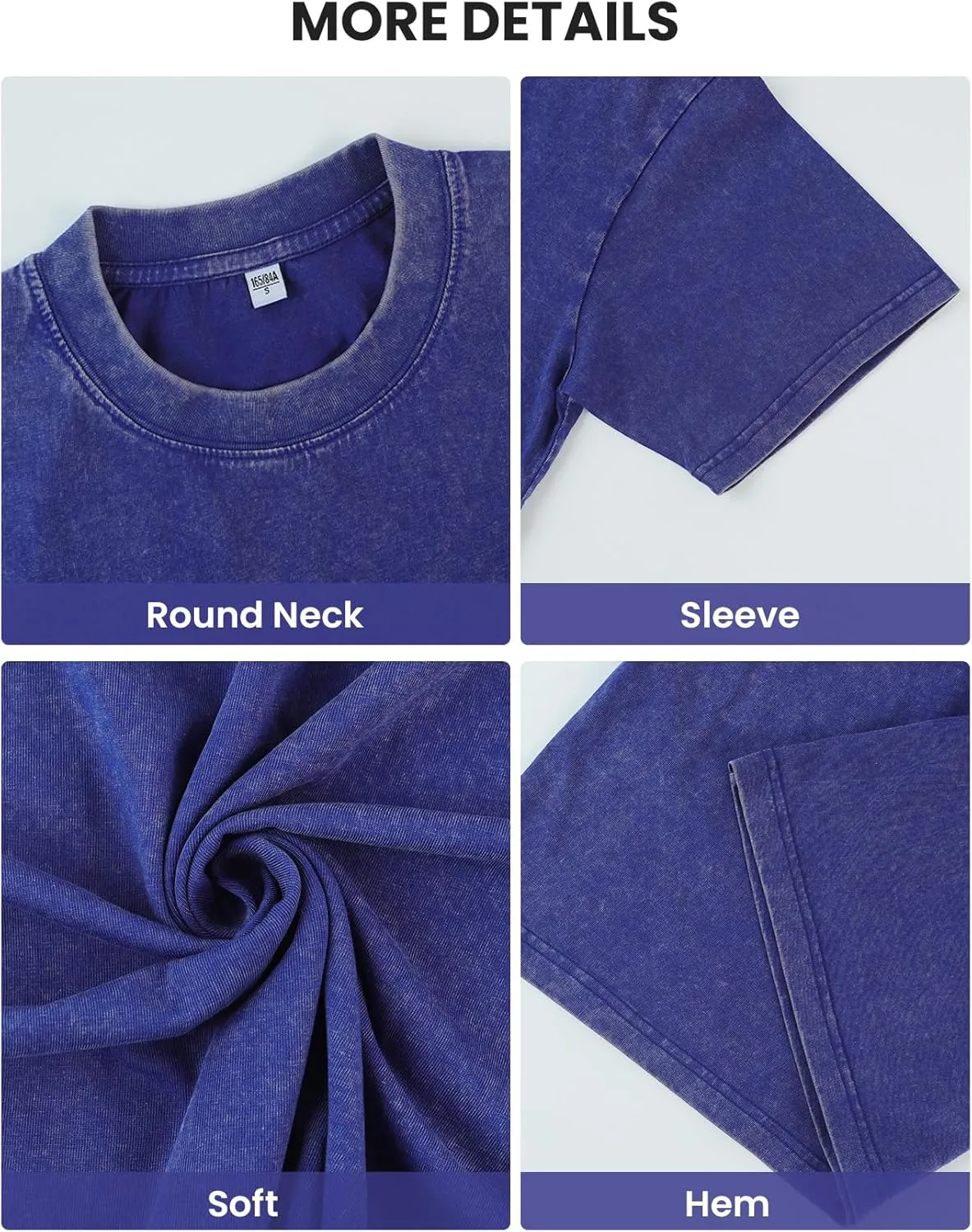 Wyeysyt 3 Pack Men's Oversized T Shirts Vintage Baggy Tee Cotton Loose Short Sleeves Casual Acid Wash Shirts Unisex Tops