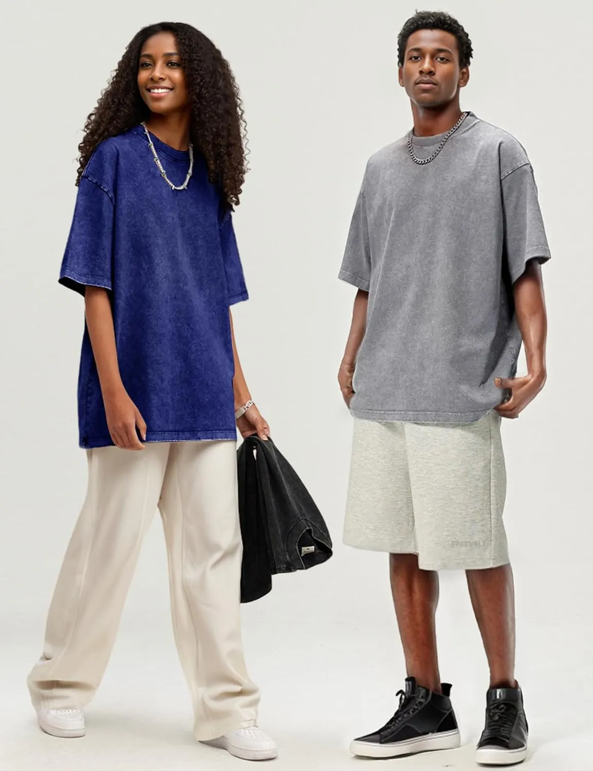 Wyeysyt 3 Pack Men's Oversized T Shirts Vintage Baggy Tee Cotton Loose Short Sleeves Casual Acid Wash Shirts Unisex Tops