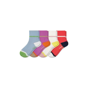 Youth Lightweight Ribbed Quarter Sock 4-Pack